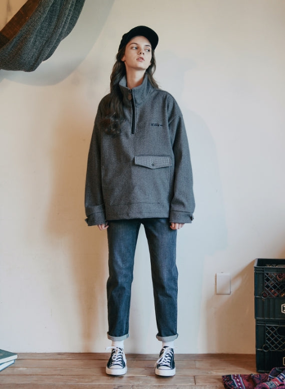 ダブルユーブイプロジェクト(WV PROJECT) Line Wool Anorak Dark gray MJOT7326