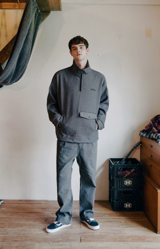ダブルユーブイプロジェクト(WV PROJECT) Line Wool Anorak Dark gray MJOT7326