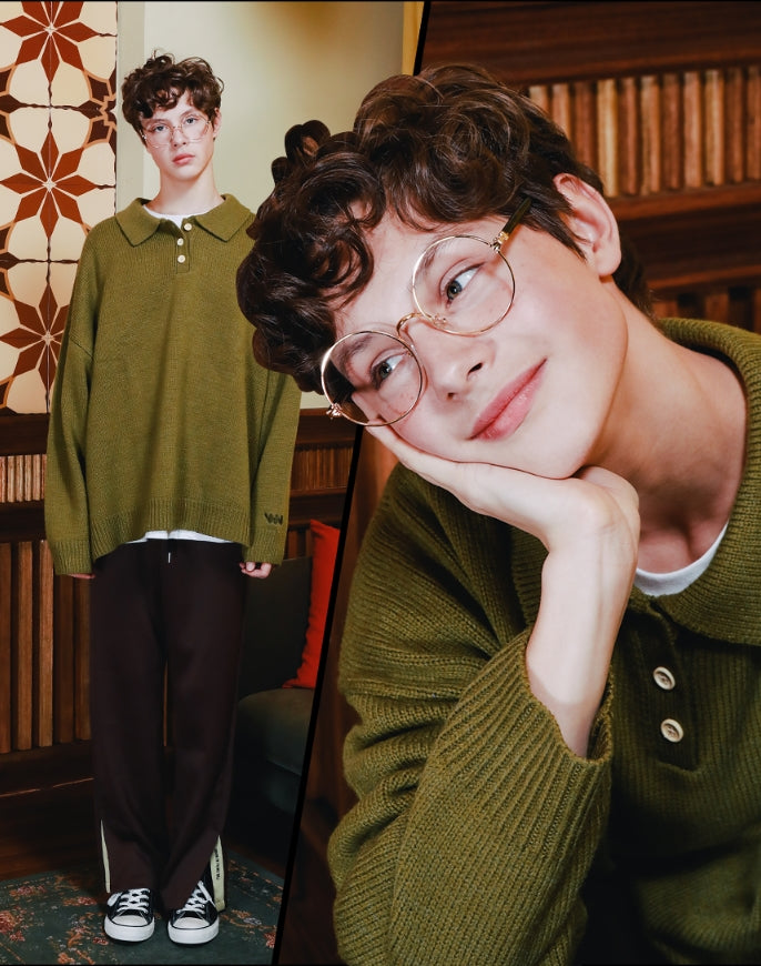 ダブルユーブイプロジェクト(WV PROJECT) MAGARET KNIT MJKN7227 (OLIVE)