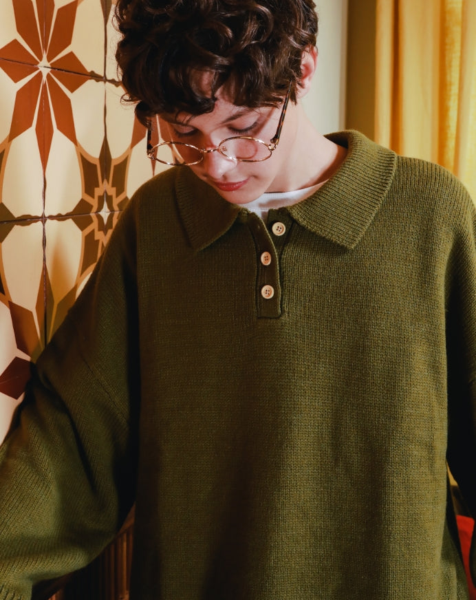ダブルユーブイプロジェクト(WV PROJECT) MAGARET KNIT MJKN7227 (OLIVE)