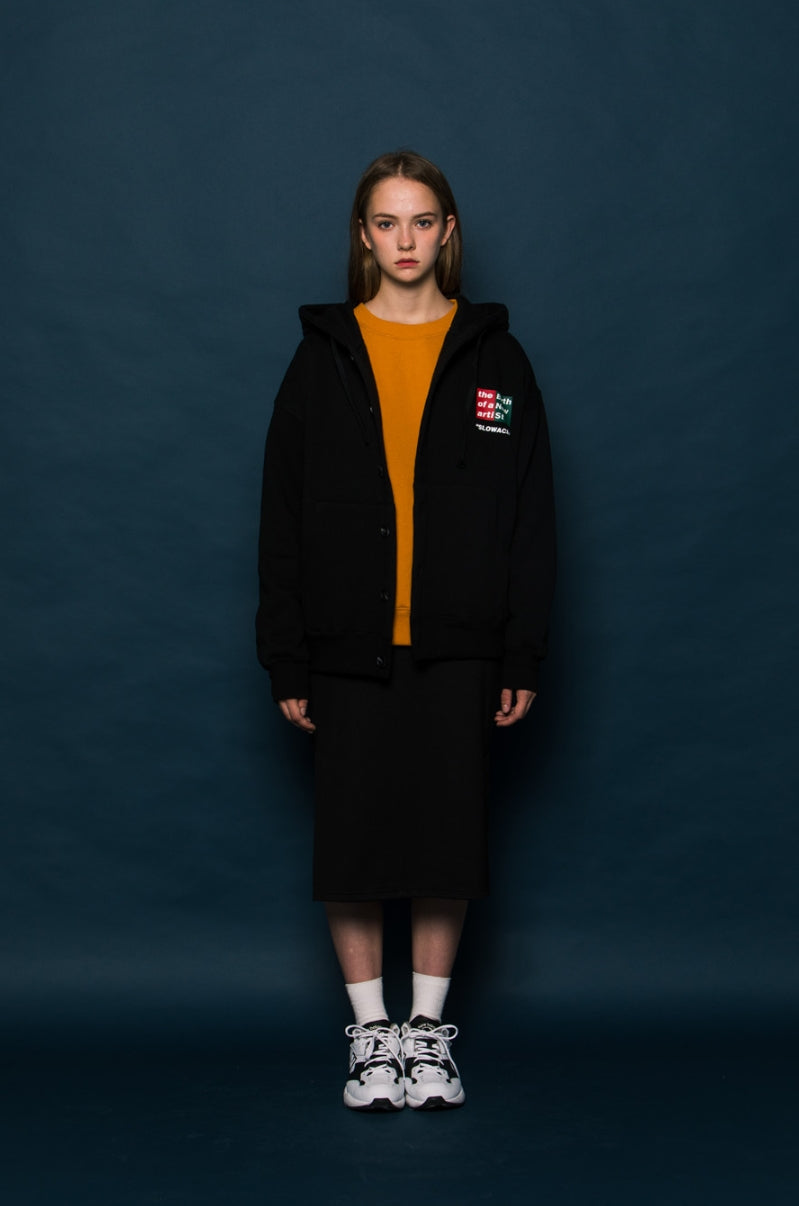 スローアシッド(SLOW ACID) BNS Hood Cardigan Jacket (BLACK)