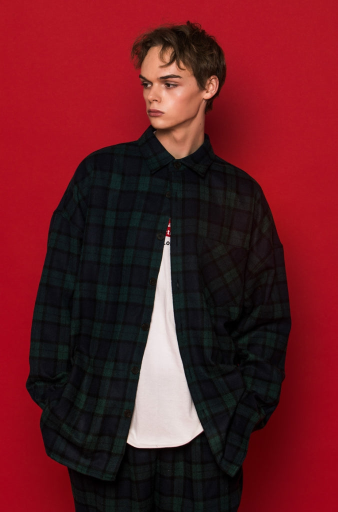 スローアシッド(SLOW ACID) SCOTT Check Shirt Jacket (GREEN)