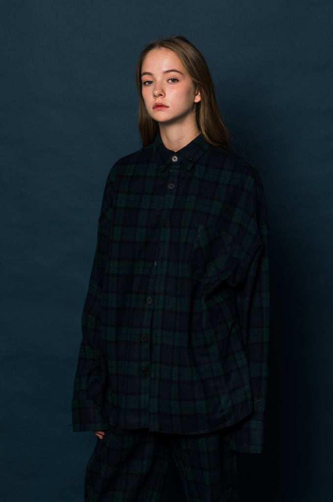 スローアシッド(SLOW ACID) SCOTT Check Shirt Jacket (GREEN)