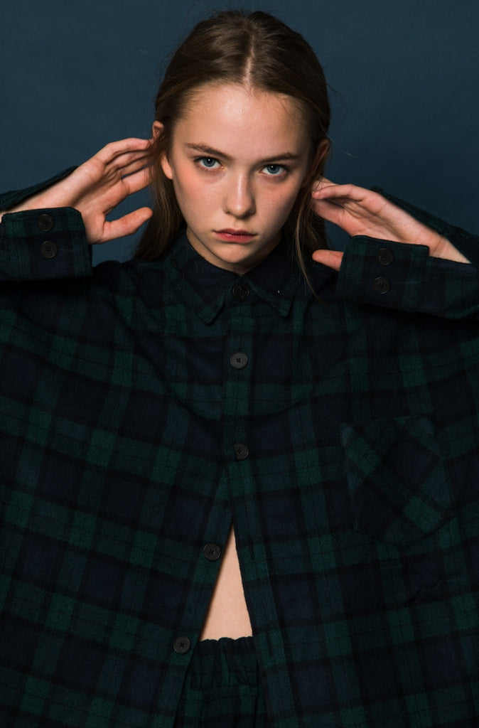 スローアシッド(SLOW ACID) SCOTT Check Shirt Jacket (GREEN)