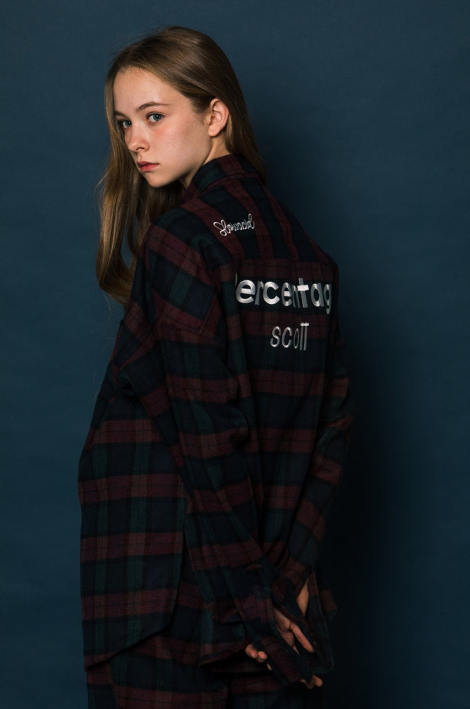 スローアシッド(SLOW ACID)  SCOTT Check Shirt Jacket (BURGUNDY)