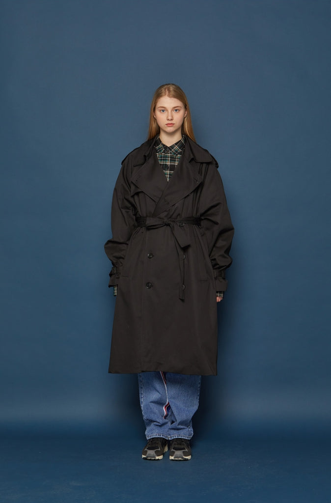 スローアシッド(SLOW ACID) Oversized Trench Coat (BLACK)