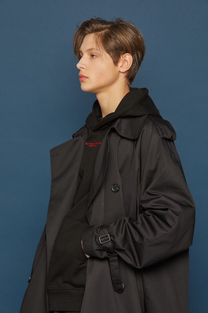 スローアシッド(SLOW ACID) Oversized Trench Coat (BLACK)