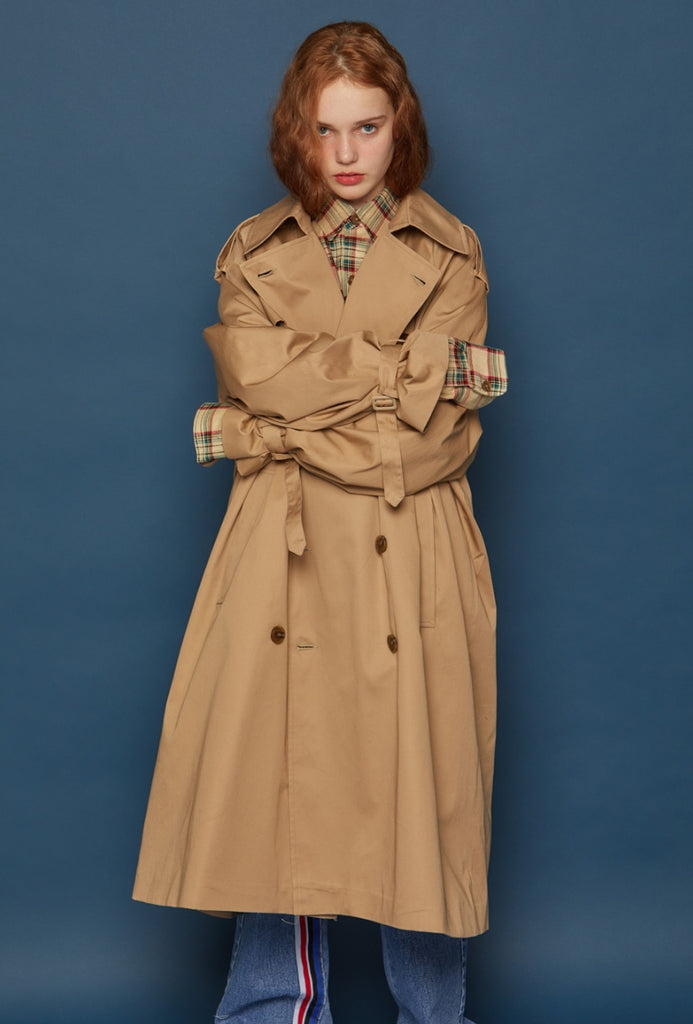 スローアシッド(SLOW ACID)  Oversized Trench Coat (BEIGE)