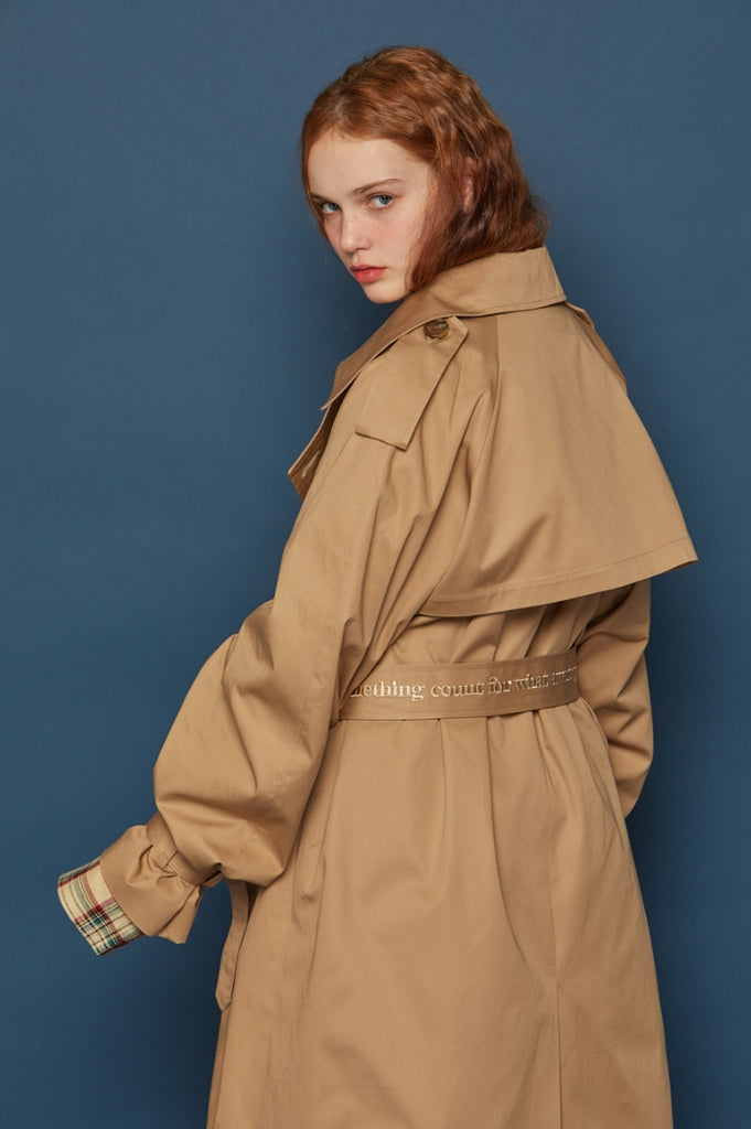スローアシッド(SLOW ACID)  Oversized Trench Coat (BEIGE)