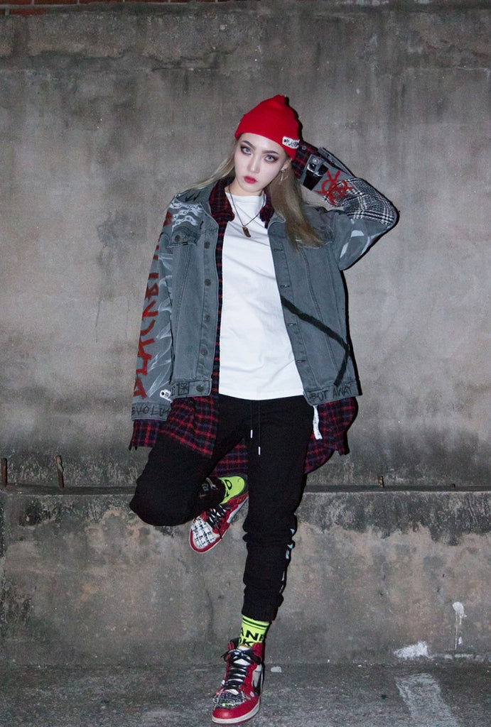 ブラックブロンド(BLACKBLOND) BBD Brutal Graffiti Denim Jacket (Dark Gray)