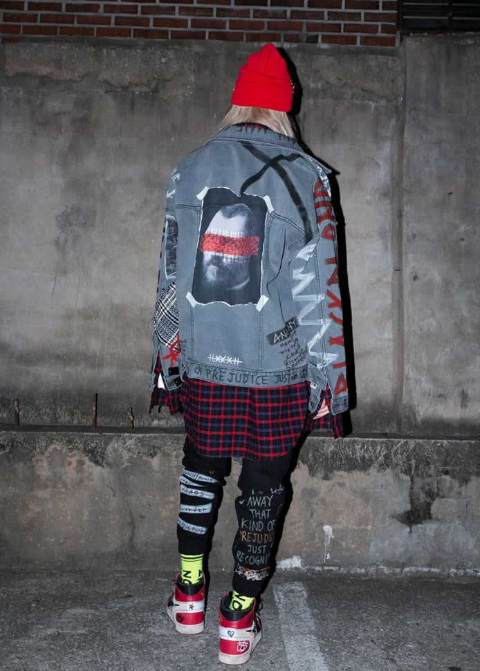 ブラックブロンド(BLACKBLOND) BBD Brutal Graffiti Denim Jacket (Dark Gray)