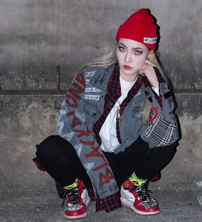 ブラックブロンド(BLACKBLOND) BBD Brutal Graffiti Denim Jacket (Dark Gray)