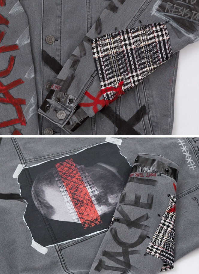 ブラックブロンド(BLACKBLOND) BBD Brutal Graffiti Denim Jacket (Dark Gray)