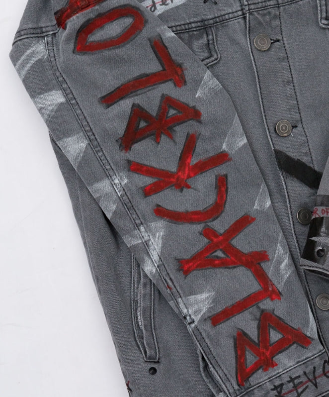 ブラックブロンド(BLACKBLOND) BBD Brutal Graffiti Denim Jacket (Dark Gray)