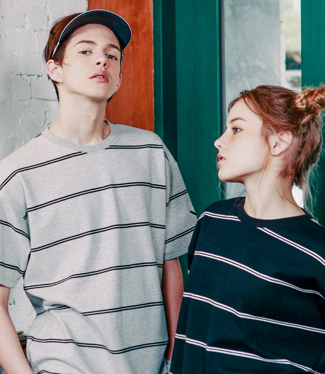 ダブルユーブイプロジェクト(WV PROJECT) TWO THIN STRIPE SHORT SLEEVE BLACK JJST7090