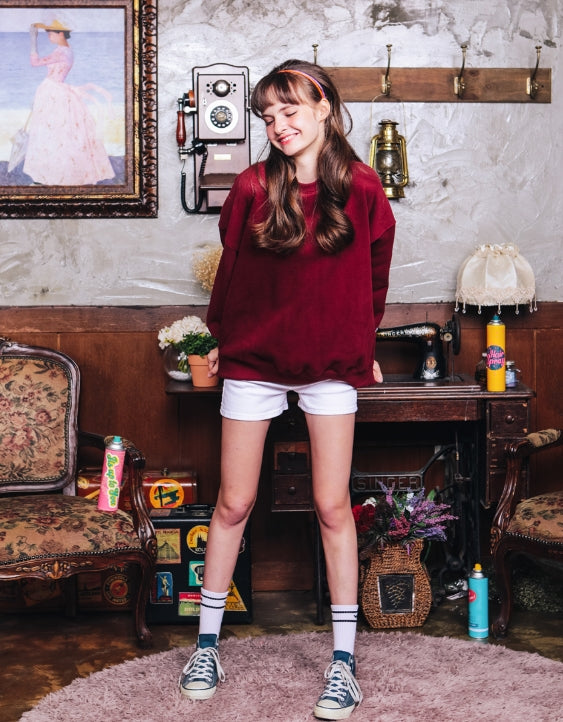 ダブルユーブイプロジェクト(WV PROJECT) BLOOMING SWEATSHIRT DARK WINE JJMT7204