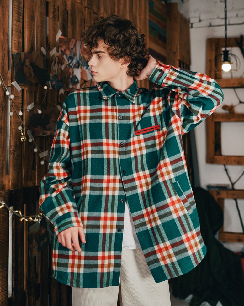 ダブルユーブイプロジェクト(WV PROJECT) LEEDS CHECK SHIRTS GREEN MJLS7323