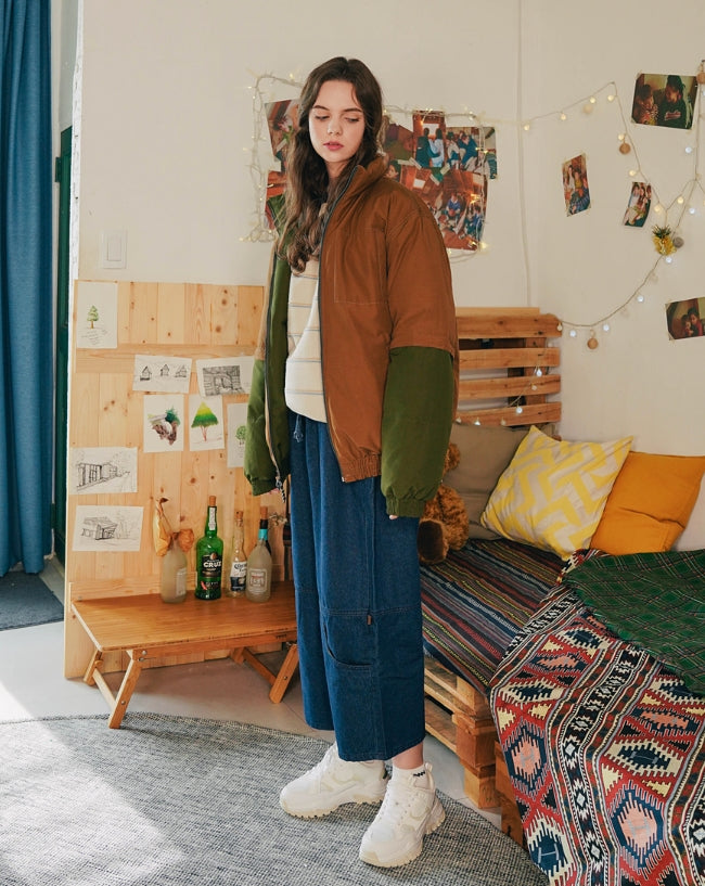 ダブルユーブイプロジェクト(WV PROJECT) Halfcut Reversible Goosedown Parka KHAKI/BROWN JJOT7312