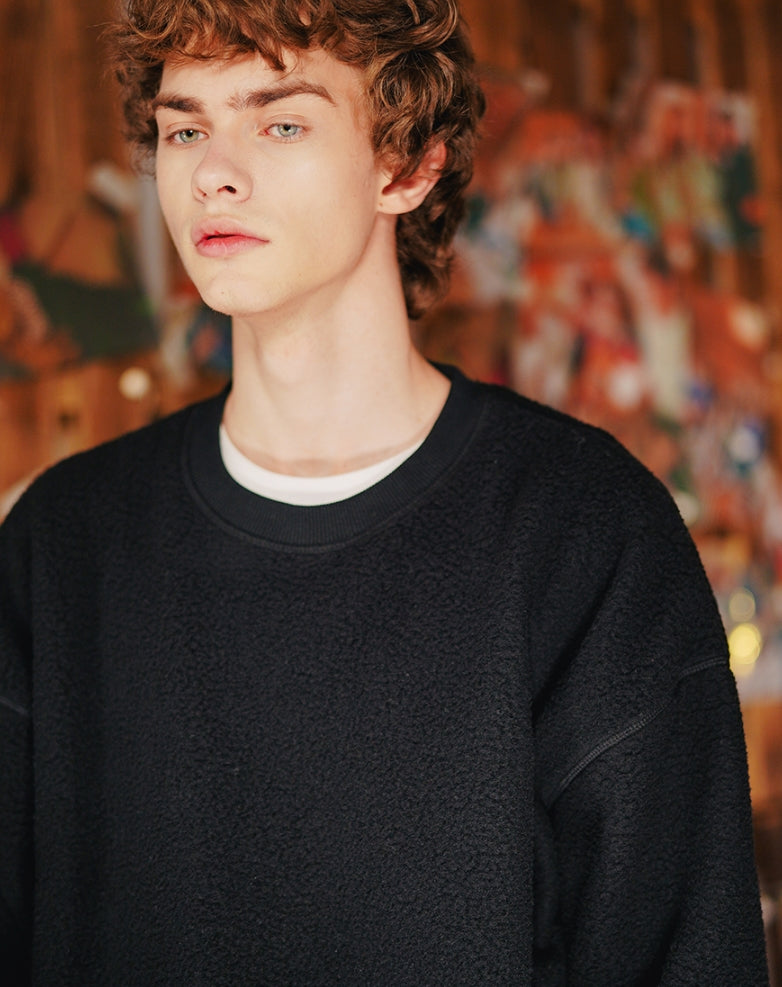 ダブルユーブイプロジェクト(WV PROJECT) BEN Boucle sweatshirts BLACK KHMT7336