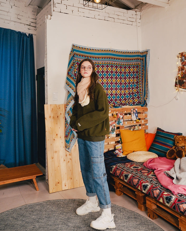 ダブルユーブイプロジェクト(WV PROJECT) BEN Boucle sweatshirts KHAKI KHMT7336