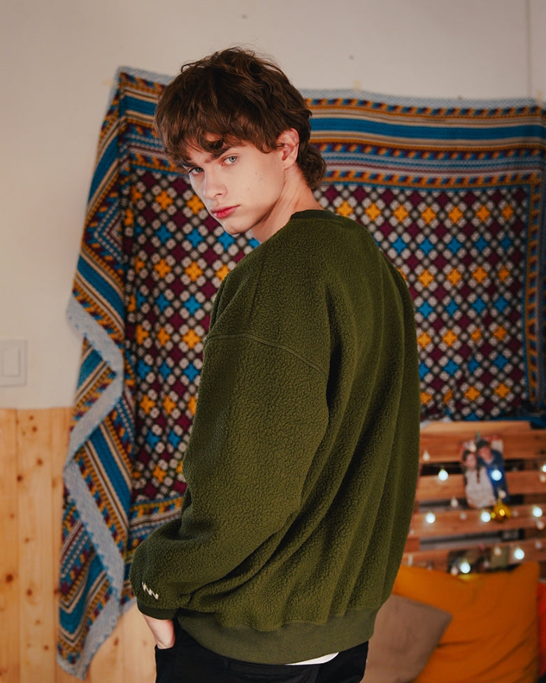 ダブルユーブイプロジェクト(WV PROJECT) BEN Boucle sweatshirts KHAKI KHMT7336