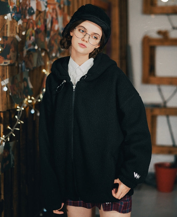 ダブルユーブイプロジェクト(WV PROJECT) FUNNY BOUNCLE HOOD ZIP-UP BLACK SYHD7340