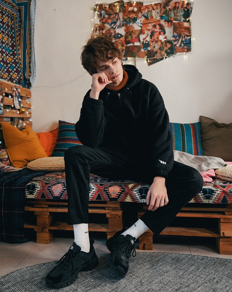 ダブルユーブイプロジェクト(WV PROJECT) FUNNY BOUNCLE HOOD ZIP-UP BLACK SYHD7340