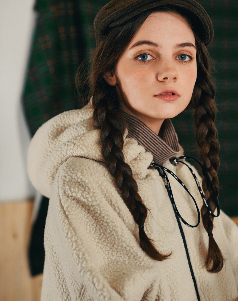 ダブルユーブイプロジェクト(WV PROJECT) FUNNY BOUNCLE HOOD ZIP-UP BEIGE SYHD7340