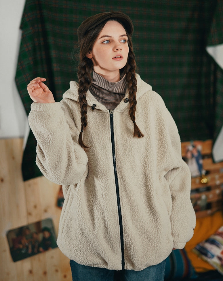 ダブルユーブイプロジェクト(WV PROJECT) FUNNY BOUNCLE HOOD ZIP-UP BEIGE SYHD7340