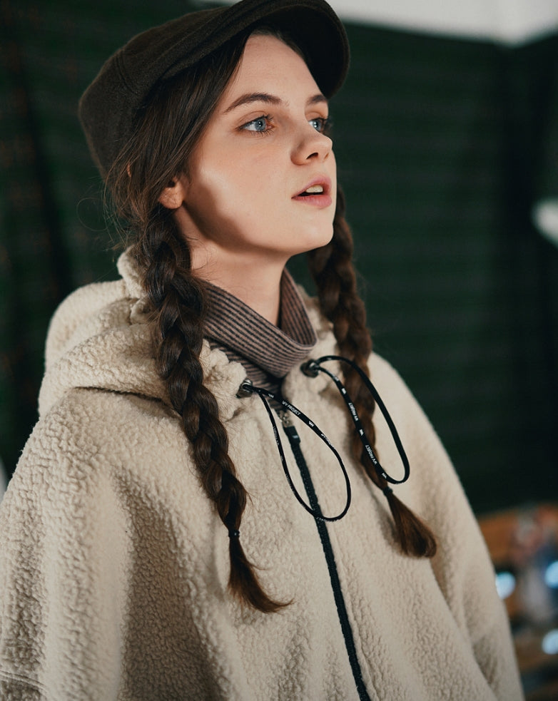 ダブルユーブイプロジェクト(WV PROJECT) FUNNY BOUNCLE HOOD ZIP-UP BEIGE SYHD7340