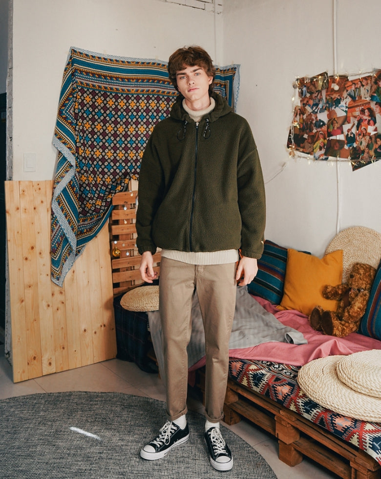 ダブルユーブイプロジェクト(WV PROJECT) FUNNY BOUNCLE HOOD ZIP-UP KHAKI SYHD7340