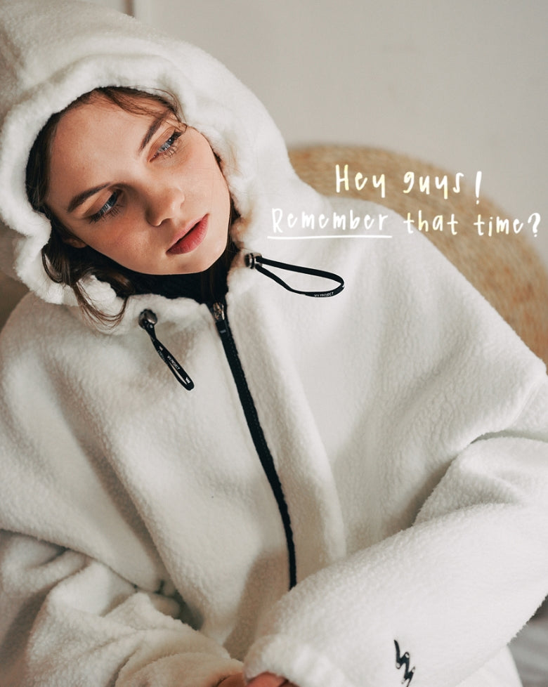 ダブルユーブイプロジェクト(WV PROJECT) FUNNY BOUNCLE HOOD ZIP-UP IVORY SYHD7340