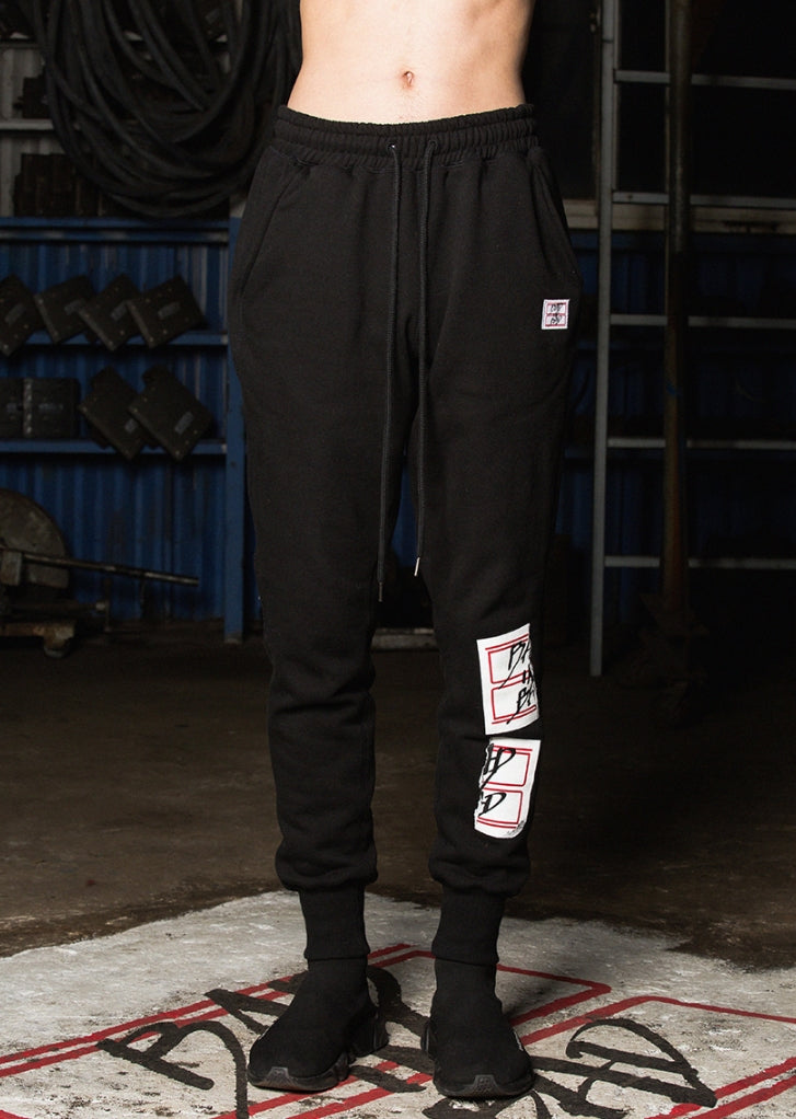 ベドインベド(BADINBAD) Ripped Sweat Pants_Black