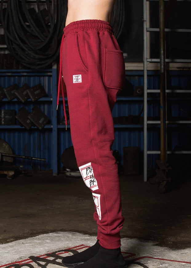 ベドインベド(BADINBAD) Ripped Sweat Pants_Burgundy