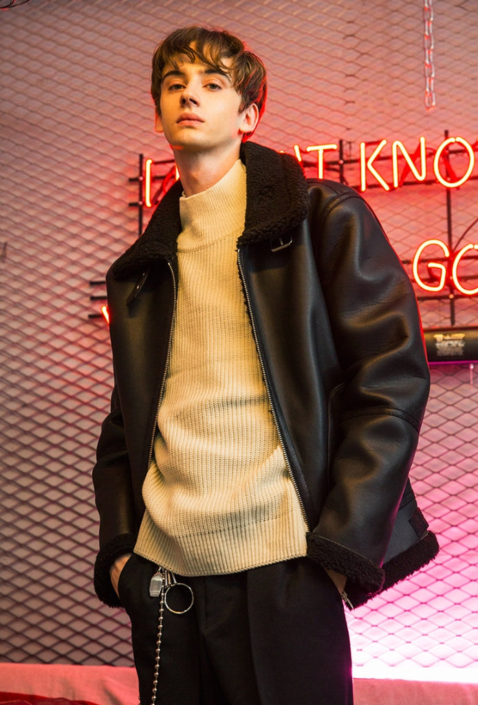 セイントペイン(SAINTPAIN)    SP TIDY FLEATHER SHEARLING JKT-BLACK