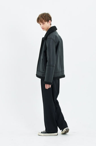 セイントペイン(SAINTPAIN)    SP TIDY FLEATHER SHEARLING JKT-BLACK
