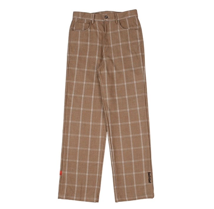 ベドインベド(BADINBAD) POINT LOGO CHECK SLACKS_BROWN
