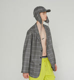 ベドインベド(BADINBAD) 3 BUTTON CHECK JACKET_GREY