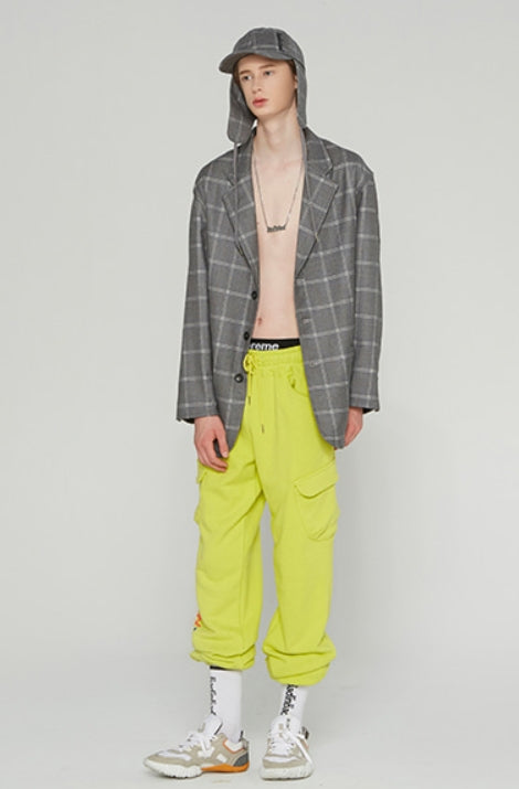 ベドインベド(BADINBAD) 3 BUTTON CHECK JACKET_GREY