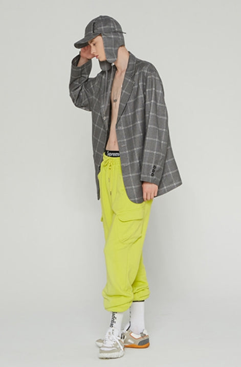 ベドインベド(BADINBAD) 3 BUTTON CHECK JACKET_GREY