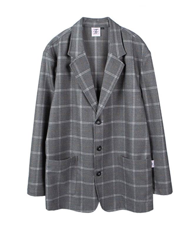 ベドインベド(BADINBAD) 3 BUTTON CHECK JACKET_GREY