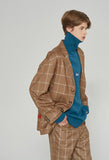 ベドインベド(BADINBAD) 3 BUTTON CHECK JACKET_BROWN