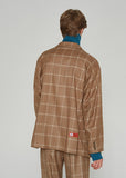 ベドインベド(BADINBAD) 3 BUTTON CHECK JACKET_BROWN