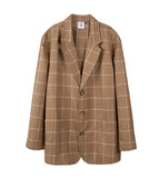 ベドインベド(BADINBAD) 3 BUTTON CHECK JACKET_BROWN