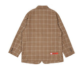ベドインベド(BADINBAD) 3 BUTTON CHECK JACKET_BROWN