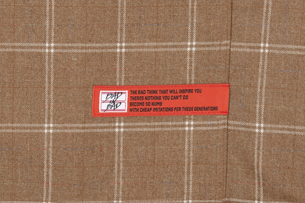 ベドインベド(BADINBAD) 3 BUTTON CHECK JACKET_BROWN