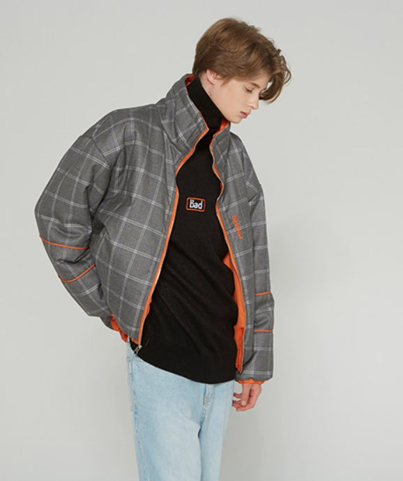 ベドインベド(BADINBAD) REVERSIBLE CHECK JACKET_ORANGE