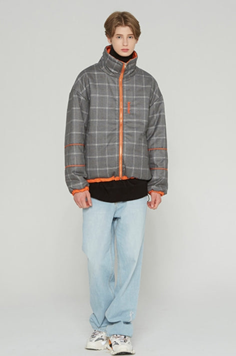 ベドインベド(BADINBAD) REVERSIBLE CHECK JACKET_ORANGE