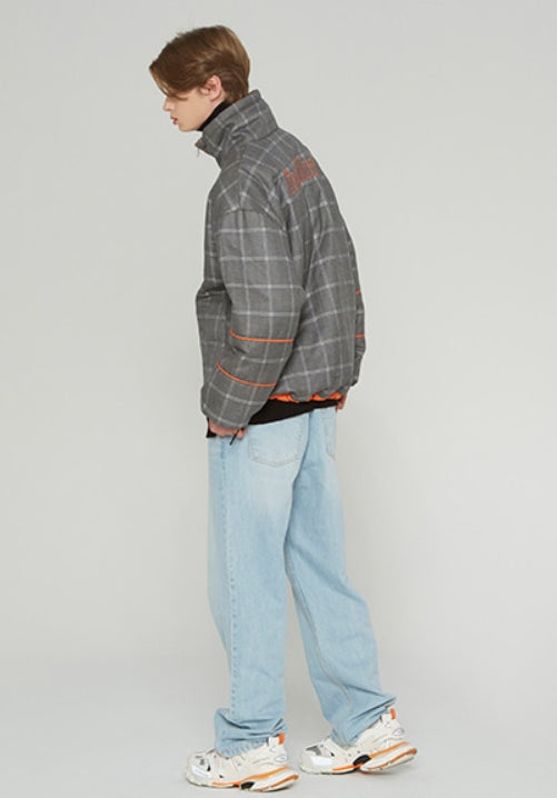 ベドインベド(BADINBAD) REVERSIBLE CHECK JACKET_ORANGE