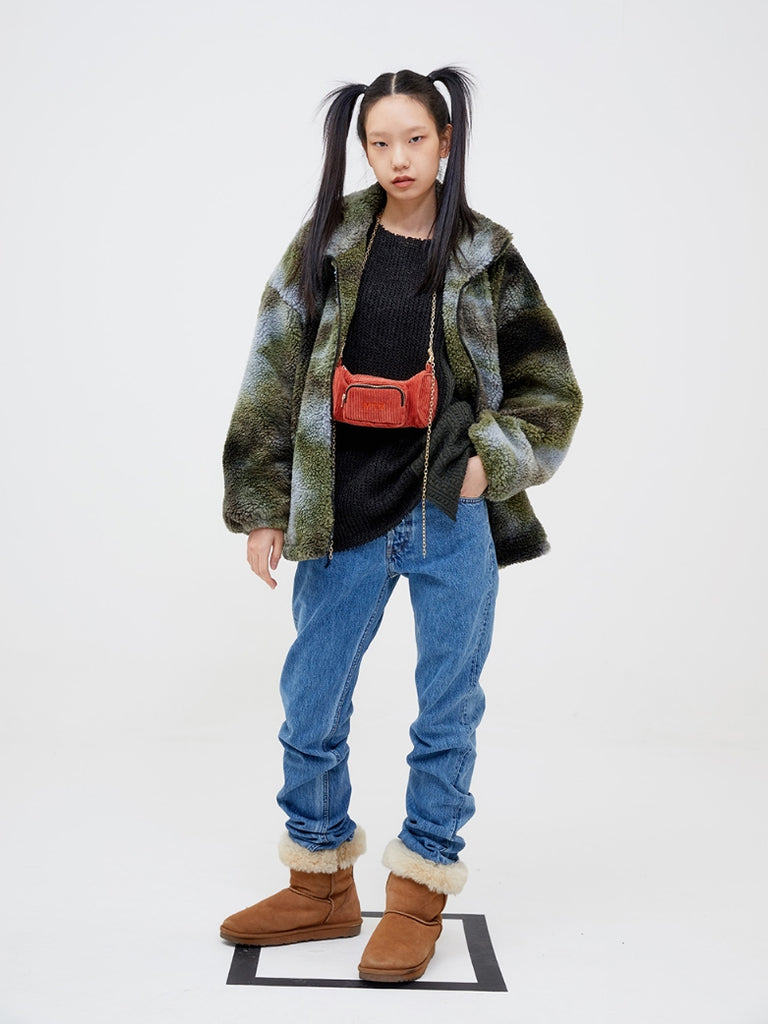 モアザンドープ (MORE THAN DOPE) Dyed fluffy jacket (khaki)